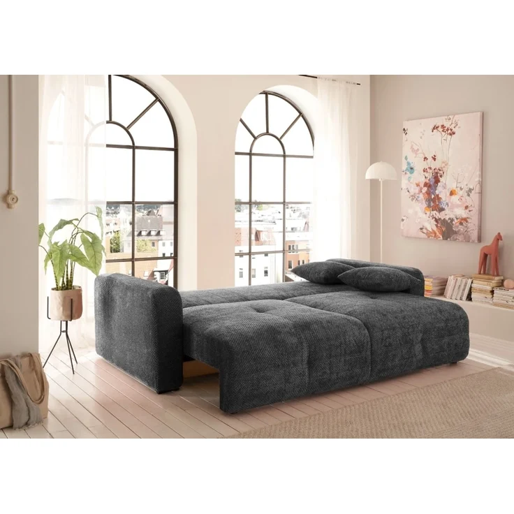Schlafsofa Bullet von ED Exciting Design – Komfortables Mikrofaser-Sofa mit Nosagfederung Farbe Anthrazit, Bettkasten und Liftbeschlag – Bild 2