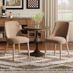 COLAMY Esszimmerstühle 2er Set, Gepolsterter Stuhl mit Holzbeinen, Hohe Rückenlehne für Esszimmer/Restaurant/Café, Kamel