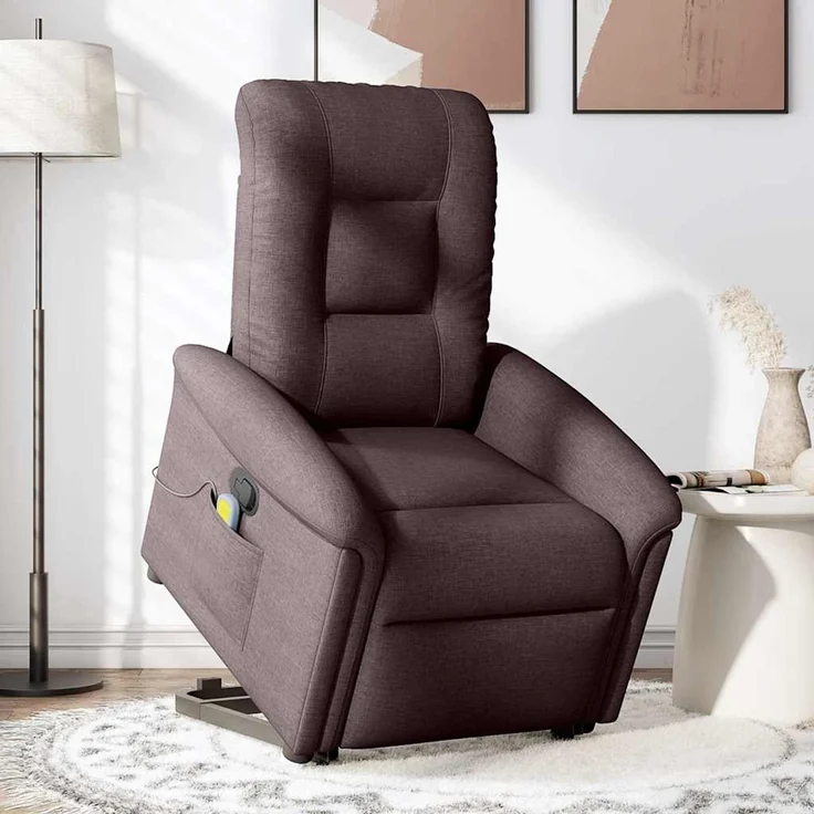 vidaXL Massagesessel mit Aufstehhilfe Dunkelbraun Stoff 3303269 – Bild 2
