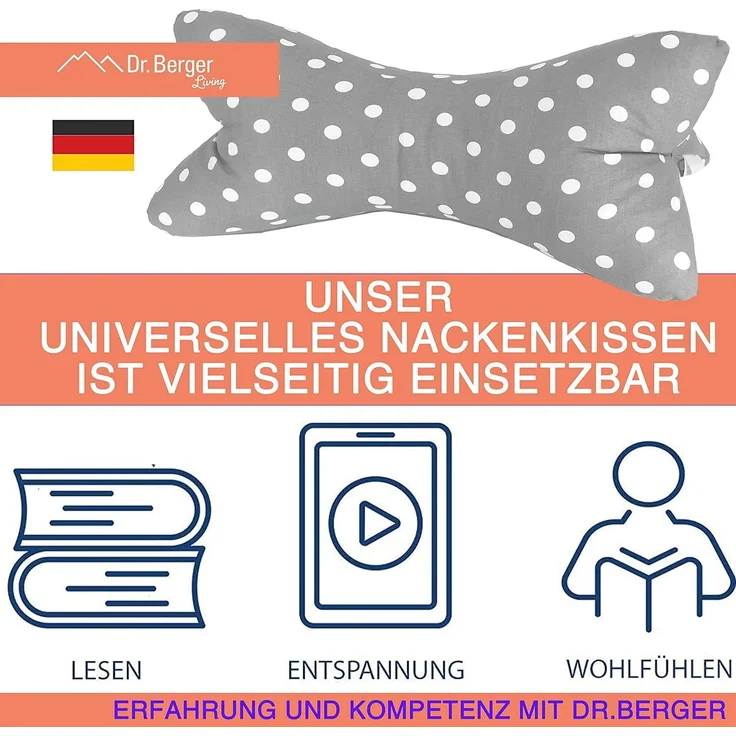 Dr. Berger Leseknochen XXL, Baumwolle grau, 60x22 cm – Bild 7