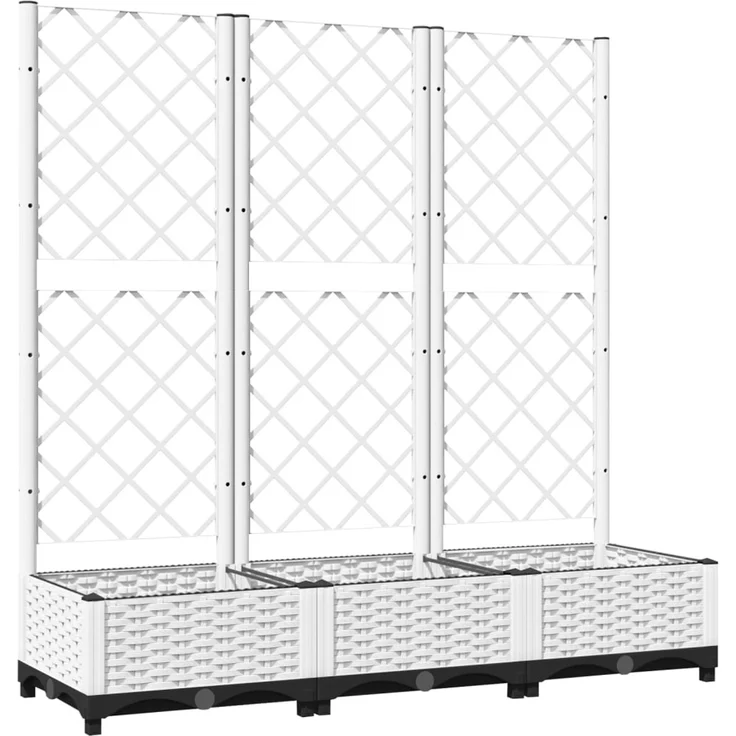 vidaXL Garten-Pflanzgefäß mit Spalier Weiß 120 x 40 x 121,5 cm PP 153283 – Bild 2