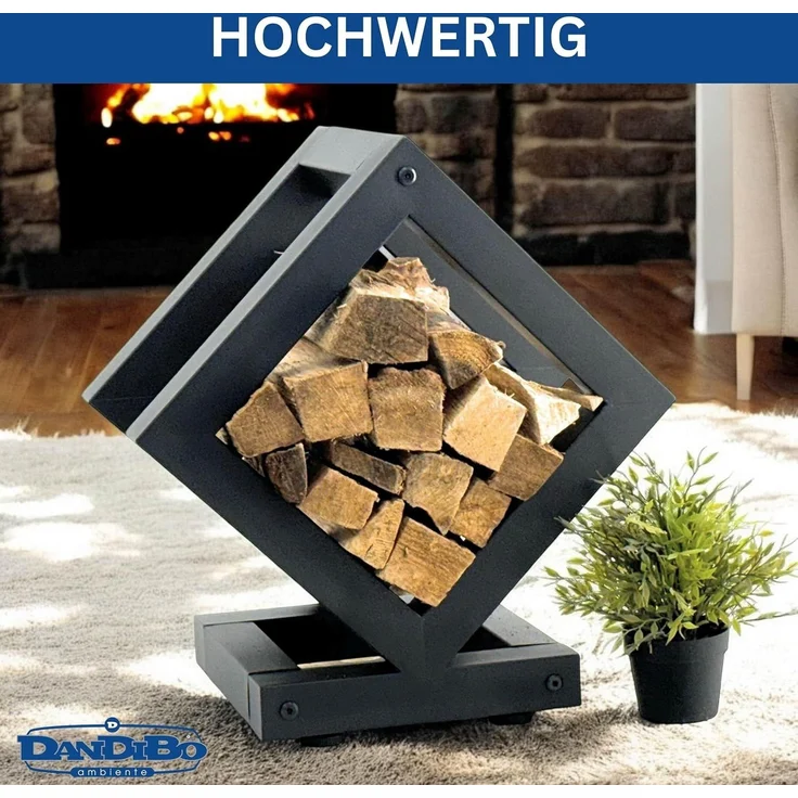 DanDiBo Kaminholzregal Innen Metall Schwarz Würfel Quadratisch 96606 Brennholzregal Holzaufbewahrung Kaminholzständer Feuerholzregal – Bild 7