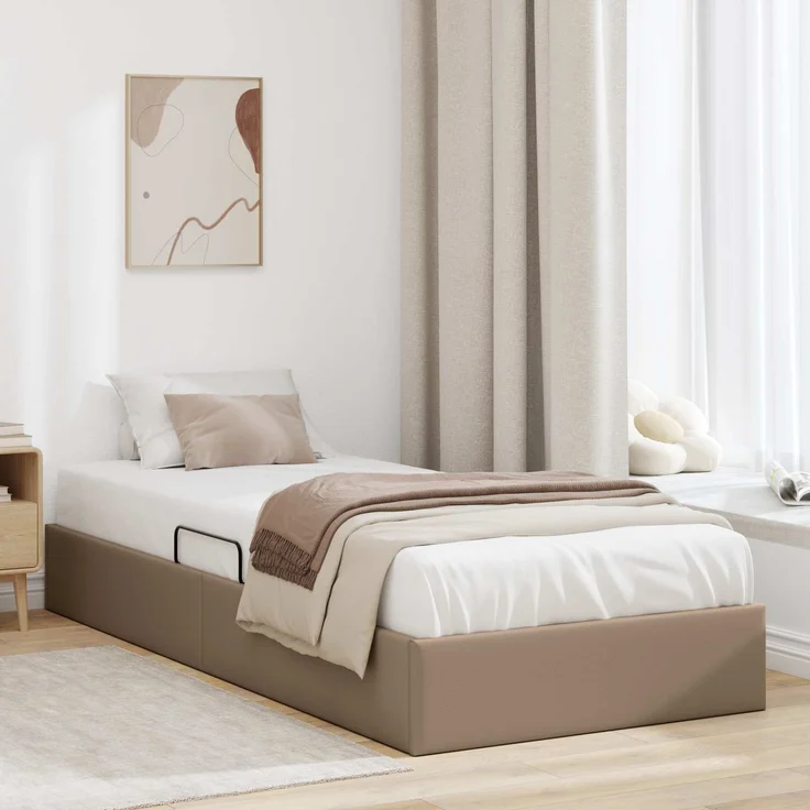 vidaXL Ottoman Bettgestell Cappuccino 90 x 190 cm Kunstleder 3442753 – Bild 1