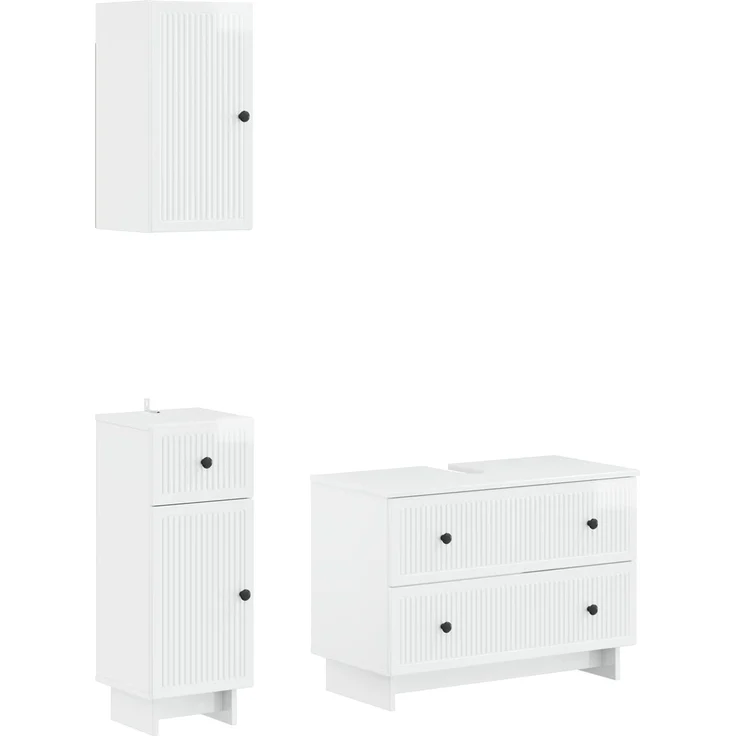 vidaXL 3-teiliges Badezimmer-Schranksystem EDE Hochglanz Weiß 3417742 – Bild 1