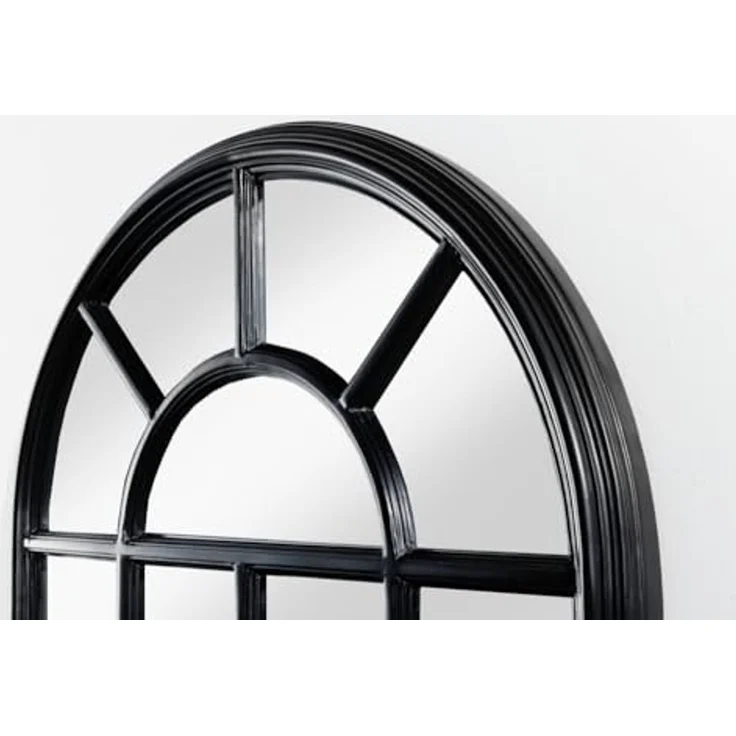riess-ambiente Wandspiegel CASTILLO 140cm schwarz (Einzelartikel, 1-St), Wohnzimmer · groß · halbrund · mit Rahmen · Fenster-Design · Deko – Bild 5