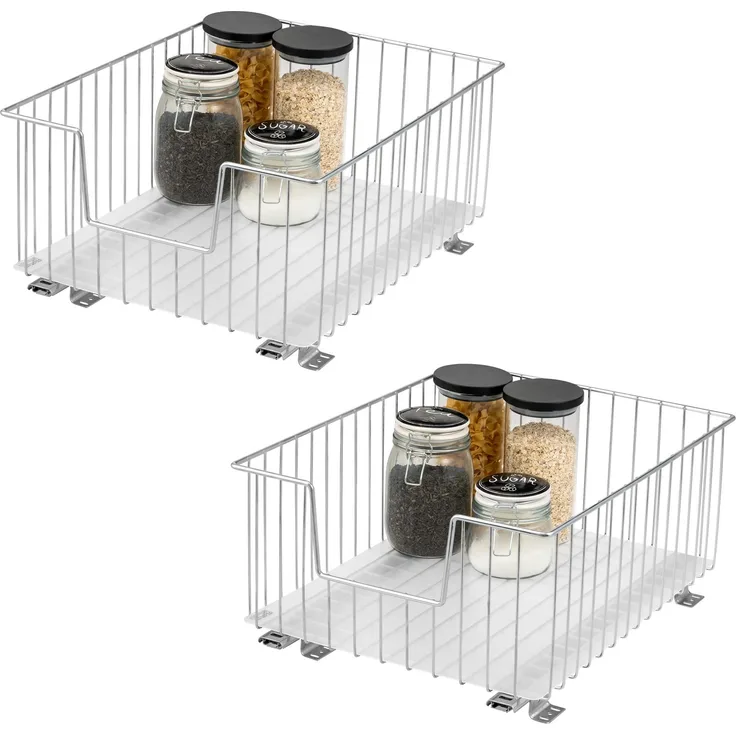 bremermann Schrank-Korbauszug 2er 40 cm mit Einlegeboden, aus Metall, in Chrom