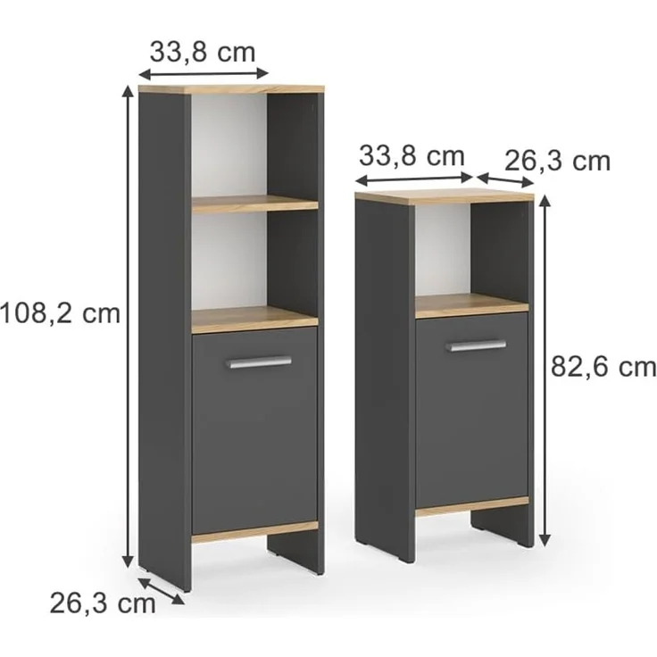Badmöbel-Set Karli Anthrazit/Goldkraft Eiche 2-teilig Vicco – Bild 2