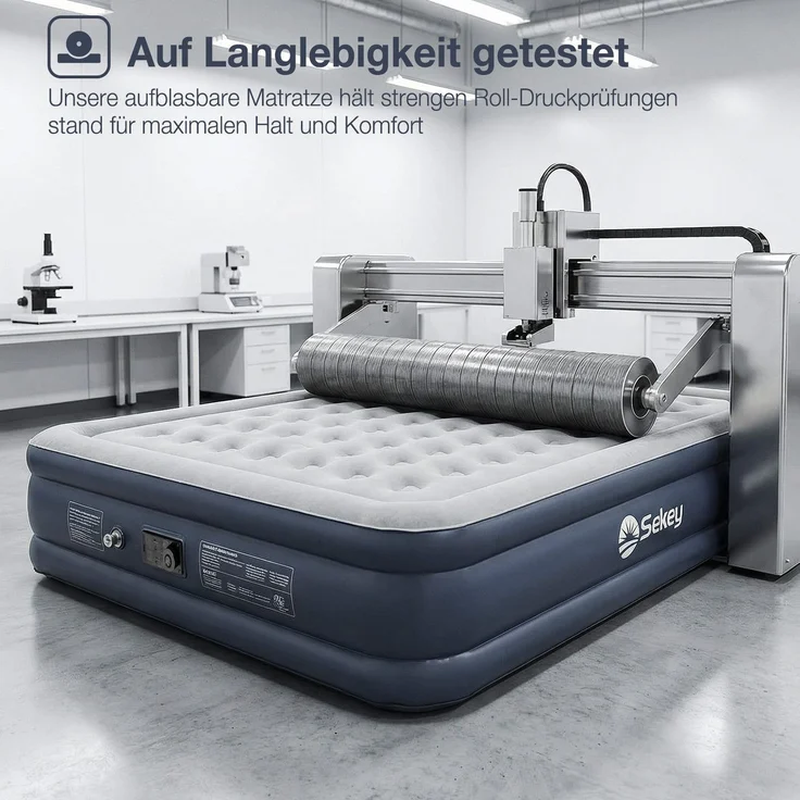 Sekey Luftbett mit integrierter Luftpumpe, Luftmatratze selbstaufblasend Camping, 203 x 183 x 51 cm, blau / grau – Bild 6