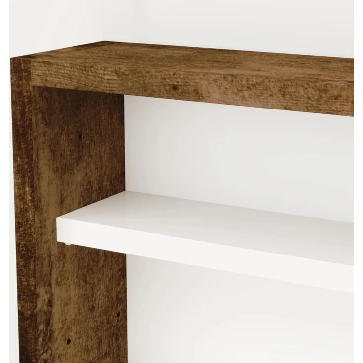 Dekorative Wandvitrine für Sammlerstücke, 5 höhenverstellbare Einlegeböden & 2 Schiebetüren(nur mit Wandbildschirm)--Braun + Weiß--80x9.5x60cm--YOUDENOVA – Bild 7