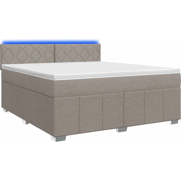 vidaXL LED Boxspringbett mit Matratze Taupe 160 x 200 cm Stoff 3455651 – Bild 2