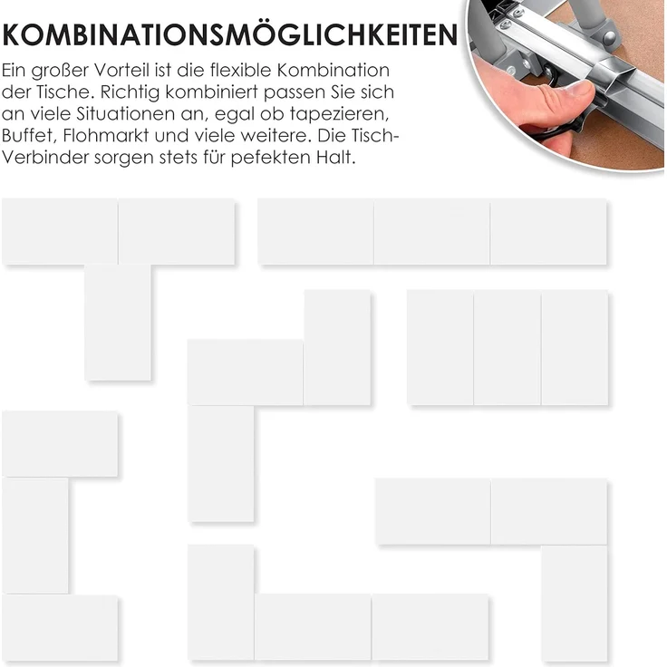 KESSER® Multifunktionstisch Profi 3- teilig, 100x60 cm, Tapeziertisch 30kg Tragkraft je Tisch Mit Ausziehfunktion Klapptisch Flohmarktisch Beistelltisch Mehrzwecktisch Campingtisch höhenverstellbar – Bild 8