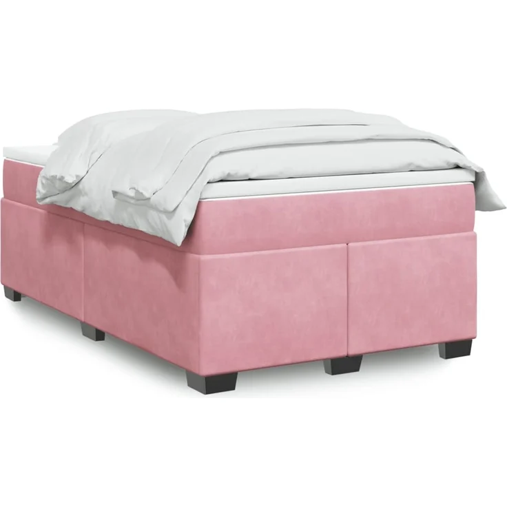 vidaXL Boxspringbett mit Matratze Rosa 120x200 cm Samt 3285280 – Bild 1