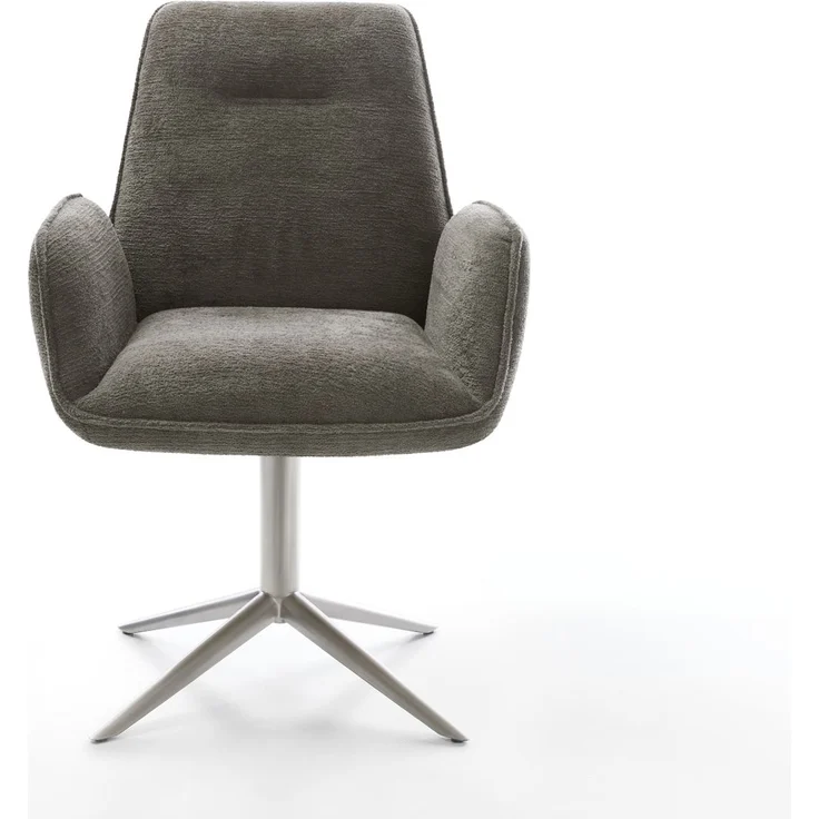 Drehstuhl Zoa-Flex Bouclé Soft Schlamm Fußkreuz Edelstahl 360° drehbar Wippfunktion Taschenfederkern – Bild 2
