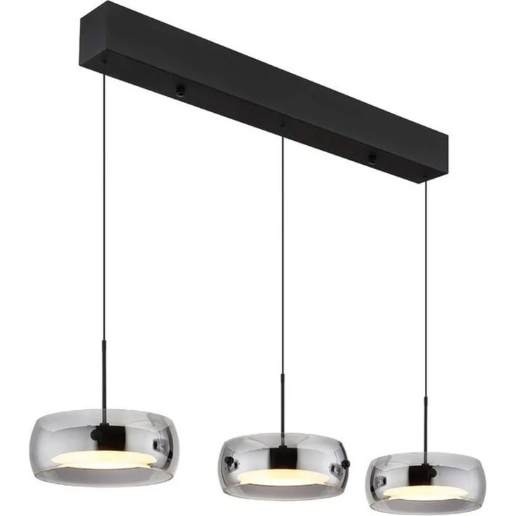 GLOBO LIGHTING Pendelleuchte, LED-Leuchtmittel fest verbaut, Warmweiß, LED Pendelleuchte Hängelampe Metall schwarz rauchglas H 120 cm – Bild 4