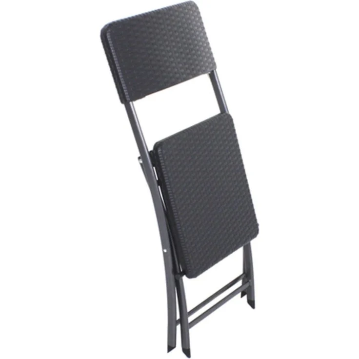 3-Teiliges Garten Set, 1x Tisch, 2x Stühle, klappbar, Stahl/Kunststoff Schwarz – Bild 5