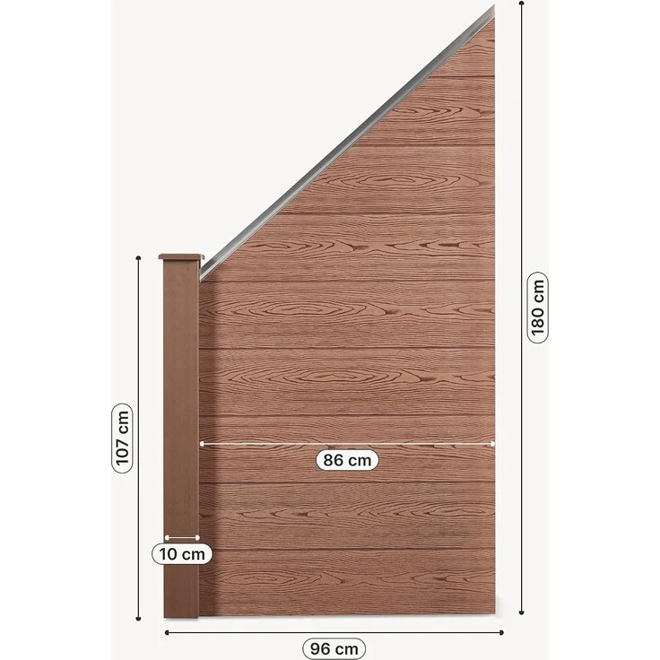 Gartenzaun Segovia 180x96 cm Schrägelement WPC Braun [neu. holz] – Bild 3