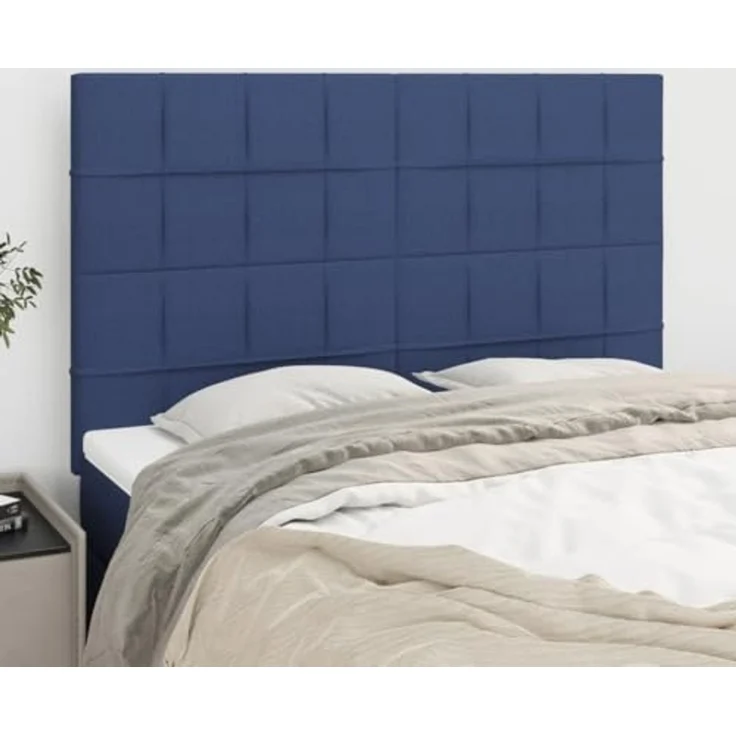 vidaXL Kopfteil Blau 144x5x118/128 cm Stoff (Art-Nr 3116336) – Bild 2