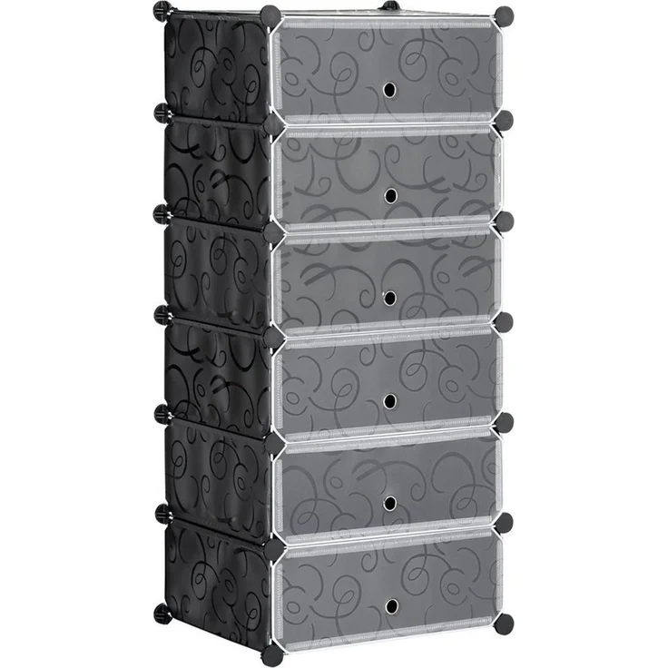 HOMCOM Schuhregal Modulares Regalsystem für 6 Paar Schuhe, Schuhregal 1-tlg, Kunststoff Stahl Schwarz+Weiß 49 x 36,5 x 108 cm – Bild 5
