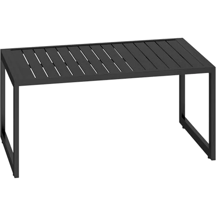 Outsunny Beistelltisch mit Lamellendesign, wetterfest (Beistelltisch, 1-St, Balkontisch aus Aluminium), für Balkon, Garten, Terrasse, 90 x 50 x 42 cm Schwarz