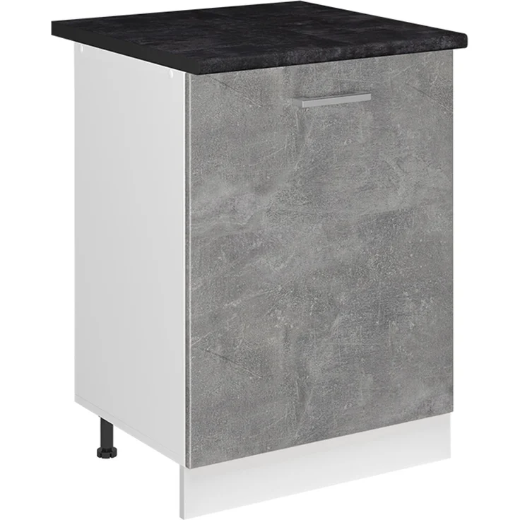 Küchenunterschrank R-Line Beton/Weiß 60 cm mit 1 Tür Arbeitsplatte Anthrazit Vicco – Bild 1