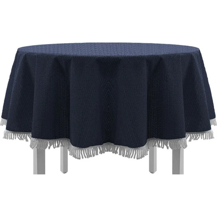 Gartentischdecke mit Fransen 110x140 cm eckig blau – Bild 5