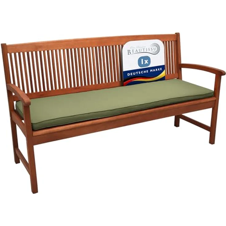 Beautissu Loft BK Bankauflage, 150x48x5cm Olivegrün, komfortable Polsterauflage für Gartenbänke mit abnehmbarem Bezug – Bild 1