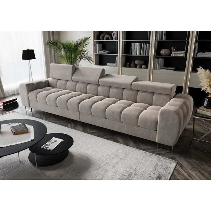 Big Sofa Sofa 4-Sitzer BASTIEN Megasofa in Stoff Terra Hellgrau