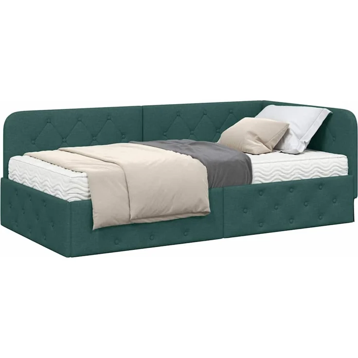 vidaXL Eckbettgestell Dunkelgrün 100 x 200 cm Stoff 3394057 – Bild 2