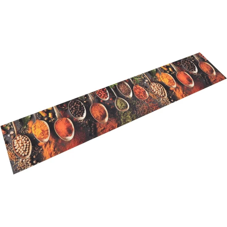vidaXL Küchenteppich Waschbar Löffel & Gewürze 60x300 cm Samt 136545 – Bild 1