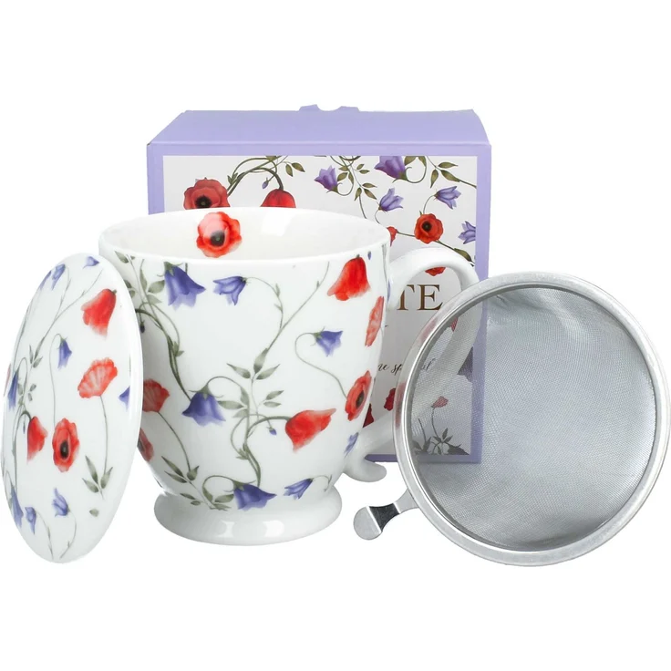 DUO Becher ANGELA mit Fuß, 500 ml, inkl. Deckel und Teesieb, New Bone China Porzellan – Bild 1