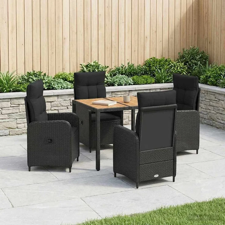 vidaXL Outdoortisch-Set 5 stk. Schwarz 90 x 90 x 75 cm 3422263 – Bild 1