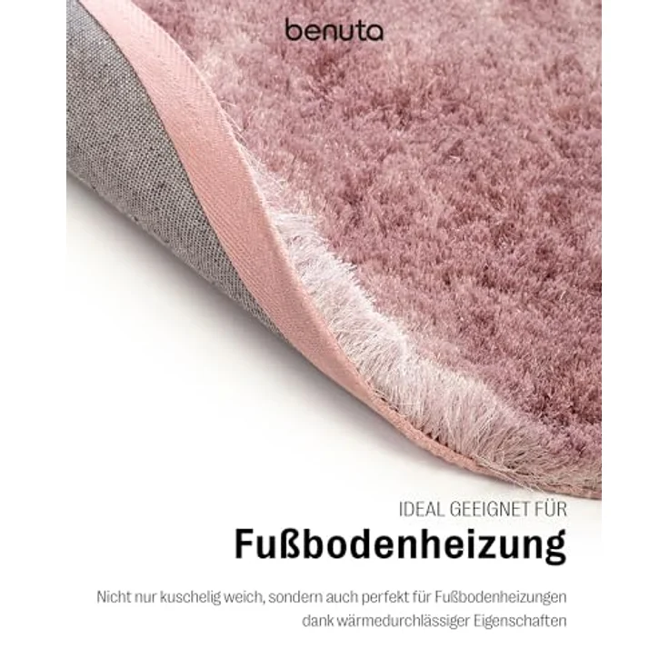 benuta Teppich Whisper, rund, Höhe: 31 mm, Hochflorteppich Wohnzimmer, Schlafzimmer, Esszimmer, Flur, Weich – Bild 4