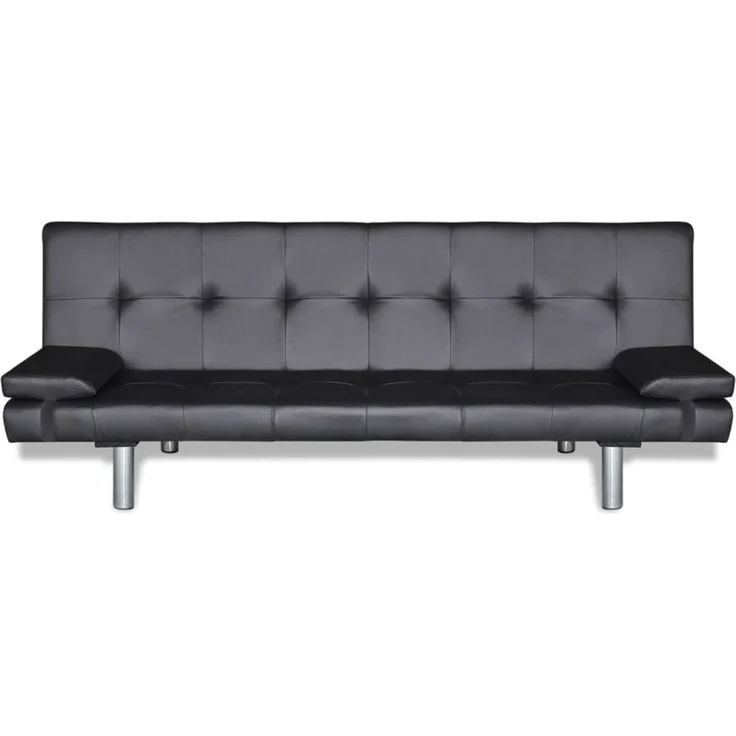 vidaXL Schlafsofa mit zwei Kissen, Kunstleder, Verstellbar, Schwarz, 66 x 77 x 168 cm – Bild 6