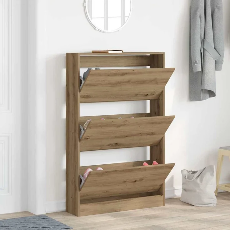 vidaXL Schuhschrank Artisan-Eiche 80 x 21 x 125,5 cm Holzwerkstoff 869103 – Bild 3