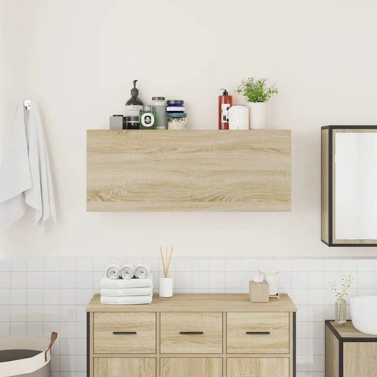 vidaXL Bad-Wandschrank Sonoma-Eiche 100x25x40 cm Holzwerkstoff 860105 – Bild 3
