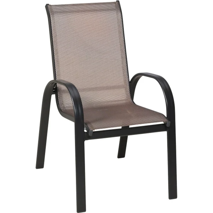 Amalfi Gartenmöbel Set 7tlg, 6 Stapelsessel, Semi Ausziehtisch 200 (300) x 110 cm, graphit/diamant, Aluminium/Textil – Bild 5
