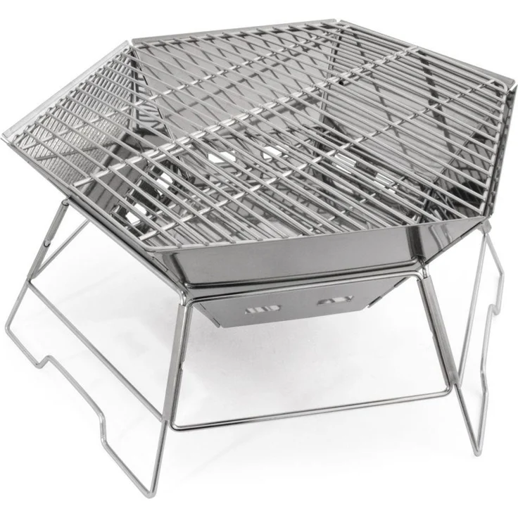 Origin Outdoors 'Hexagon' Grill- und Feuerschale, Edelstahl Silber, 45 x 52 x 22,5 cm – Bild 4