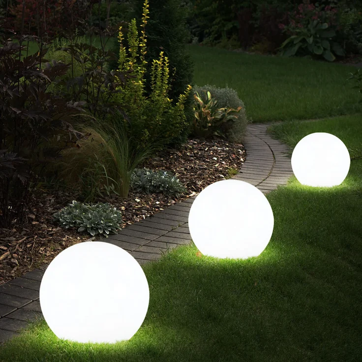 3x LED Solarleuchte, Kugel weiß, DM 15 cm, H42,5 cm – Bild 2