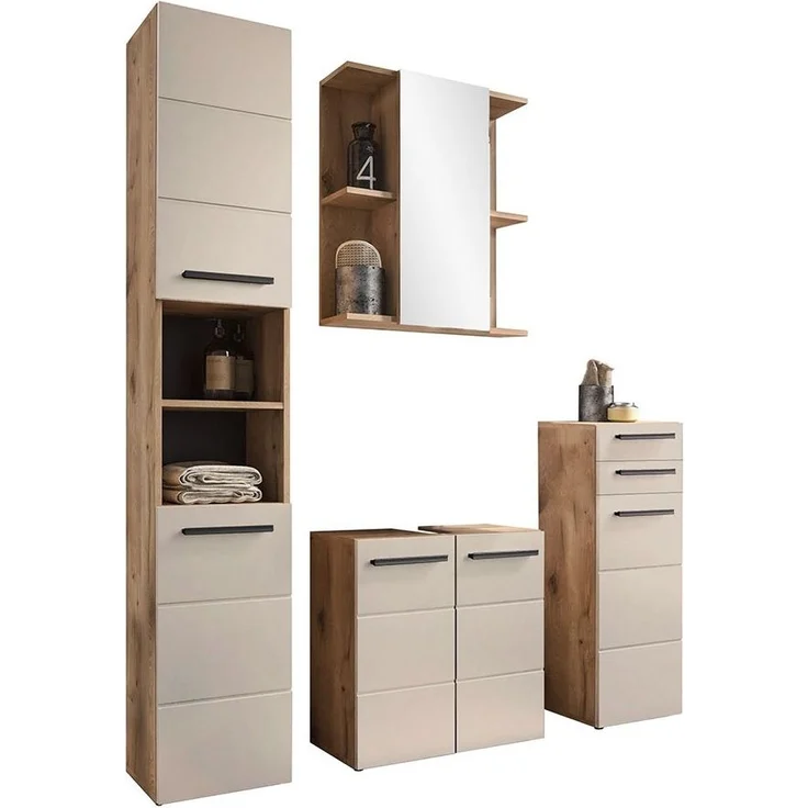 Spiegelschrank Sylt / Split, Holzwerkstoff, Holzfarben, Verspiegelt, 60 x 71 x 20 cm – Bild 4