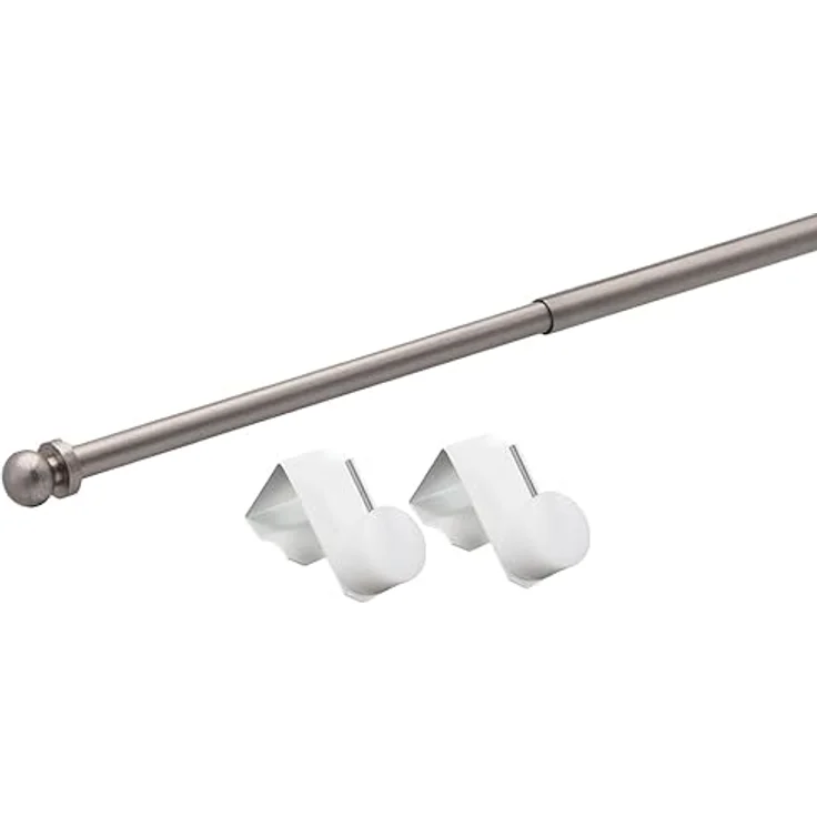 dekondo Gardinenstange Eleganz, ausziehbar, Fensterhaken klemmbar, nickel matt, inkl. Fensterhaken für einen Klemmbereich von 15-20 mm – Bild 5