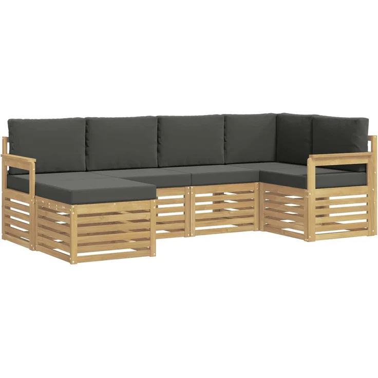 vidaXL Outdoor-Sofagarnitur 6 stk. 5-Sitzer Weiß und Anthrazit 3392102 – Bild 2