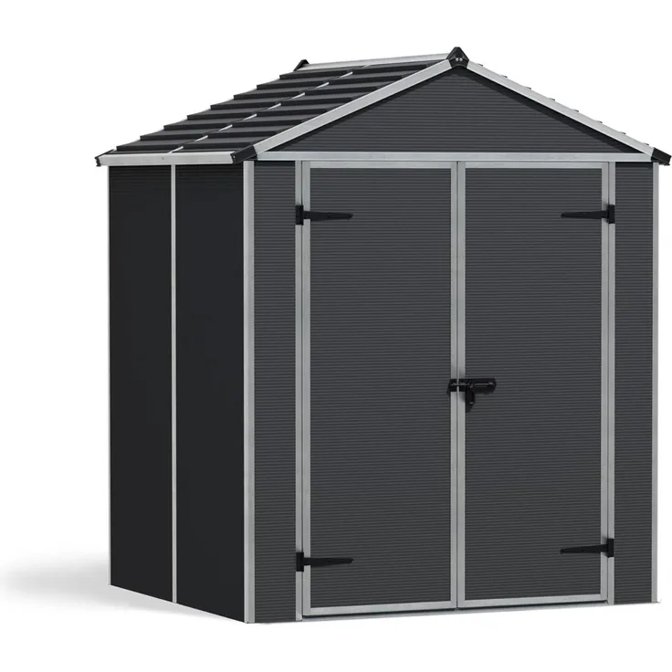 Canopia by Palram Gerätehaus Rubicon 6x5 Geräteschuppen Metall 154 x 185 x 217 cm Grau Polycarbonatplatten rostbeständig UV-Schutz