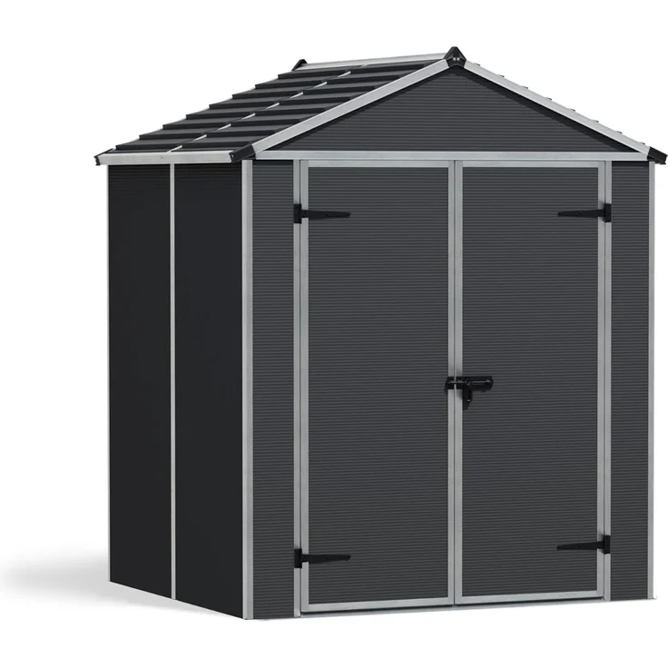 Canopia by Palram Gerätehaus Rubicon 6x5 Geräteschuppen Metall 154 x 185 x 217 cm Grau Polycarbonatplatten rostbeständig UV-Schutz