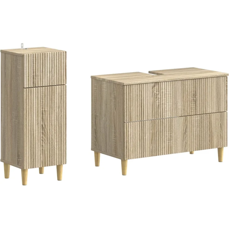 vidaXL 2-teiliges Badezimmer Schrank Set ARNHEM Sonoma-Eiche 3417686 – Bild 1