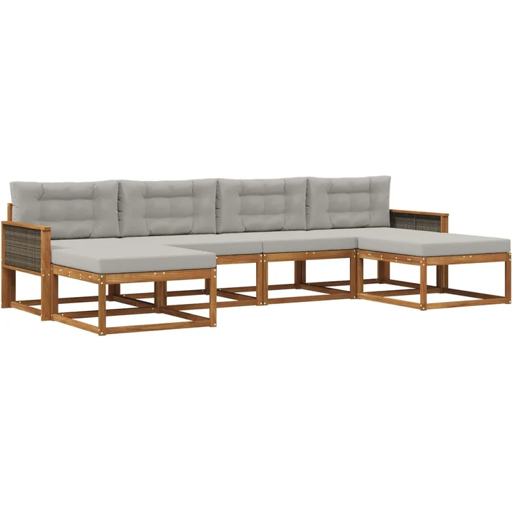 vidaXL Outdoor-Sofagarnitur 6 stk. 6-Sitzer Natur und Hellgrau 3382779 – Bild 2