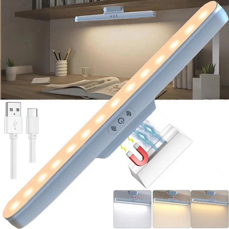 OYLCDI Schreibtischlampe LED Tischlampen, LED Nachttischlampe,LED Unterbauleuchte, LED fest integriert, Drehbarer Winkel des Lichtkörpers, USB Wiederaufladbar Schranklicht, Kaltes Licht, natürliches Licht, warmes Licht, für Arbeitszimmer, Treppen, Küch... – Bild 5