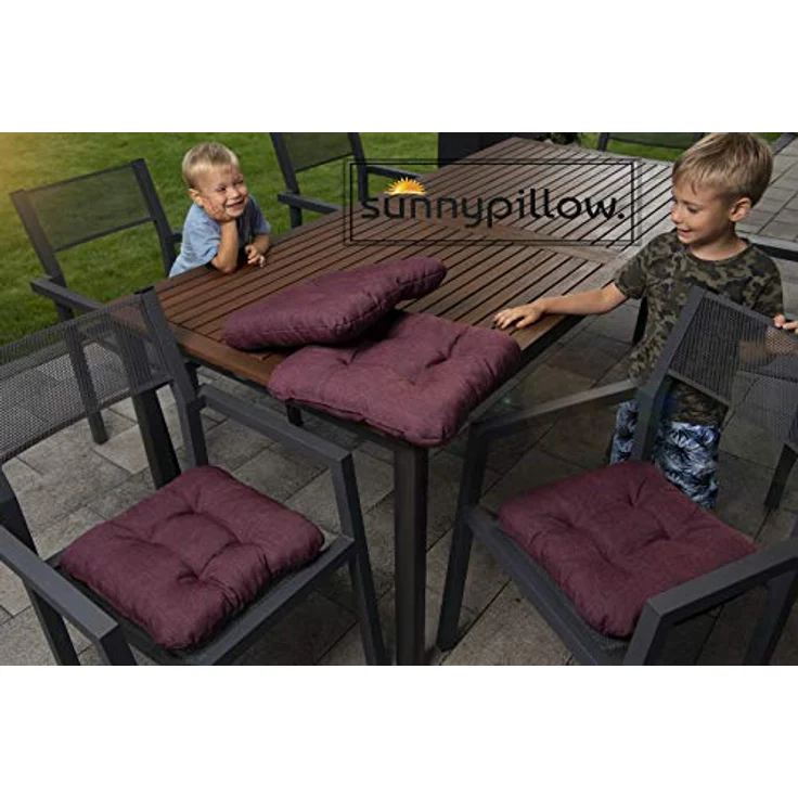 sunnypillow Stuhlkissen 4er Set Stuhlkissen 40x40 cm Bequeme 8cm, Polsterauflage Auflage für Stühle / Bänke – Bild 3