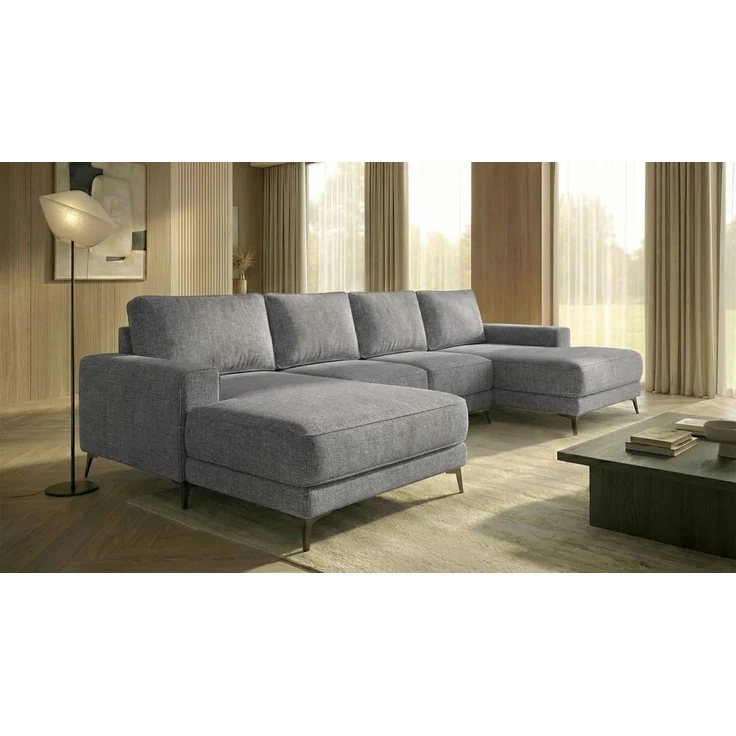 Ecksofa EINAR 362x170 cm mit Schlaffunktion, Bonellfederkern und Bettkasten, Farbe: Dunkelgrau – Bild 1