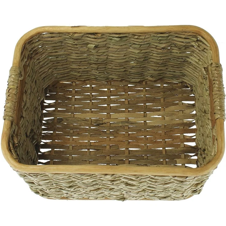 Dekoleidenschaft Aufbewahrungskorb aus Rattan und Schilfstroh in 3 Größen, Regalkorb, Wäschekorb, Korb (1 St), Regalkorb, Wäschekorb, Korb, Flechtkorb, Schrankkorb, Dekokorb, Kiste – Bild 3