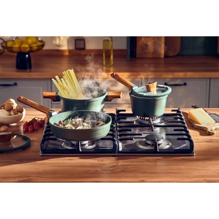 RESTO Kitchenware Kasserolle Sadr, Soßentopf 1,4 l, antihaftbeschichtet, im Geschenkkarton, Aluminiumguss (2-tlg), inkl. Glasdeckel mit Silikonrand und integrierten Abgießlöchern – Bild 8